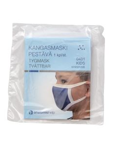 Kangasmaski pestävä lasten koko 100 % puuvilla sininen 1 kpl