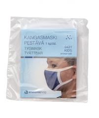 Kangasmaski pestävä lasten koko 100 % puuvilla sininen 1 kpl